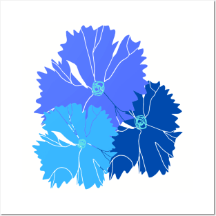 Simple Blue Flower Design. Floral artwork Posters and Art